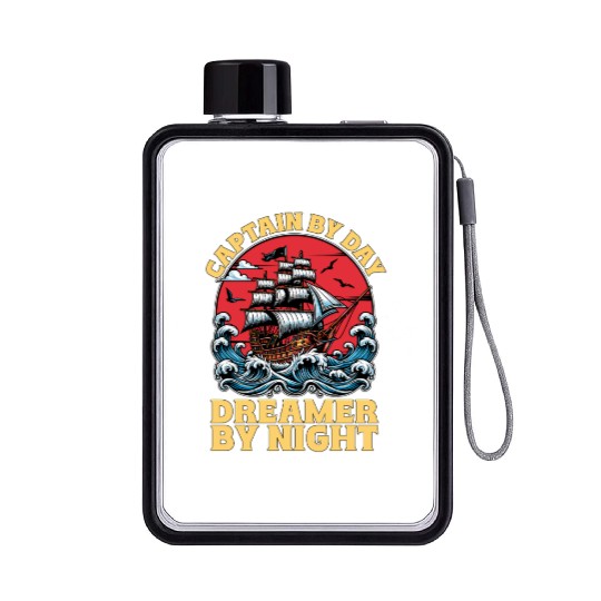 Sailing Captain By Day Dreamer By Night Fisherman Flat Water Bottles