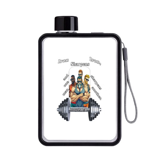 The Iron Sharpens Iron Scripture Flat Water Bottles