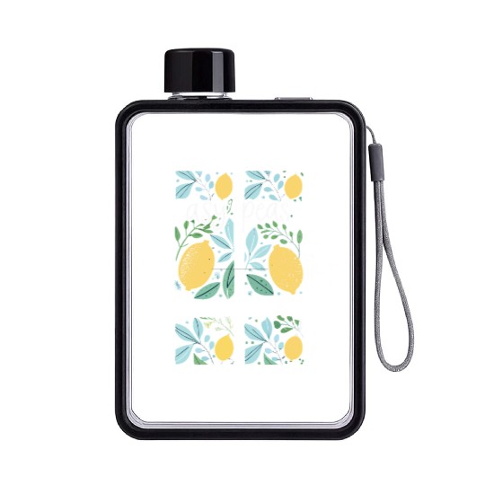 Easy Peasy Lemon Squeezy Cute Lemon Art Flat Water Bottles