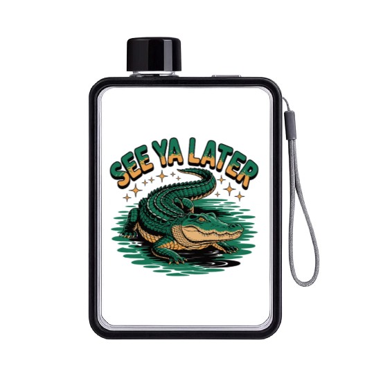 See Ya Later Alligator Retro Gator Joke Flat Water Bottles