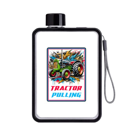 Tractor Pulling Power Flat Water Bottles