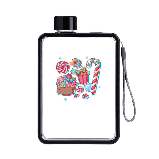 Funny Candy Lover Math Teacher Lollipops Candy Flat Water Bottles