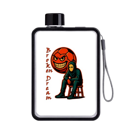 Masked Player & Angry Ball – Street Sports Art Flat Water Bottles