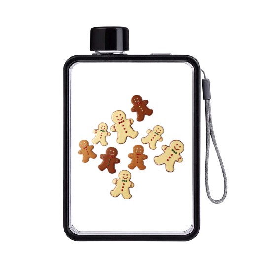 Gingerbread Man Cookie Christmas Flat Water Bottles