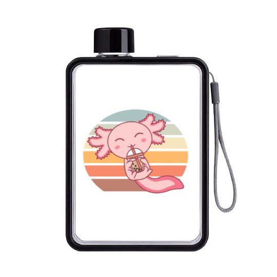 Bubble Tea Axolotl Chocolate Sweet Animals Boba Flat Water Bottles