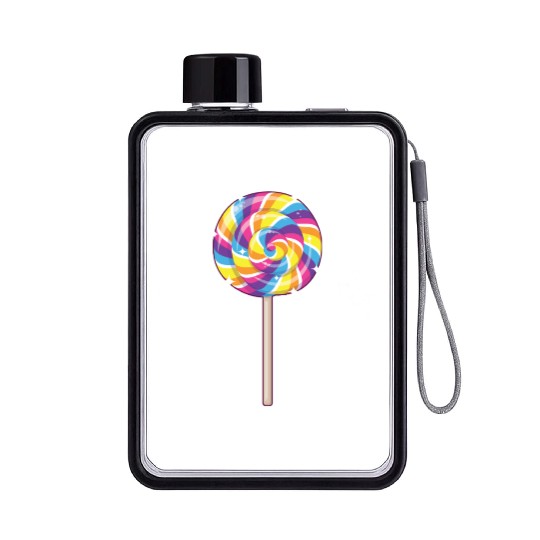 Cute Lollipop Design Lollipop Candy Lover 01 Flat Water Bottles