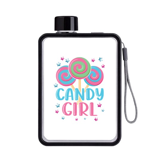 Cute Lollipop Candy Girl Design 01 Flat Water Bottles
