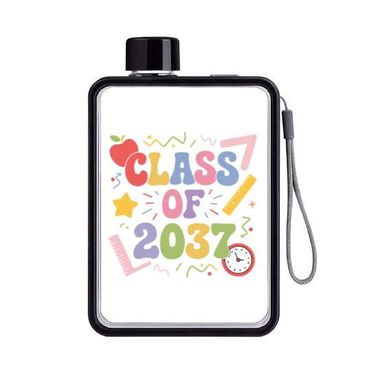Class of 2037 Grow With Me, Funny back to school Flat Water Bottles