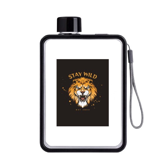 Orange Illustrative Stay Wild Flat Water Bottles