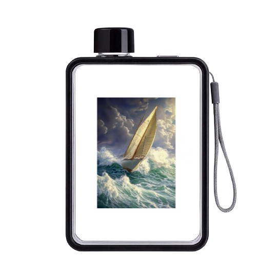 Wild Sailing Through the Storm Flat Water Bottles