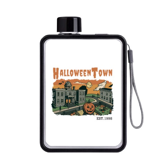 Halloweentown Spooky Sunset Scene – Vintage Hallow Flat Water Bottles