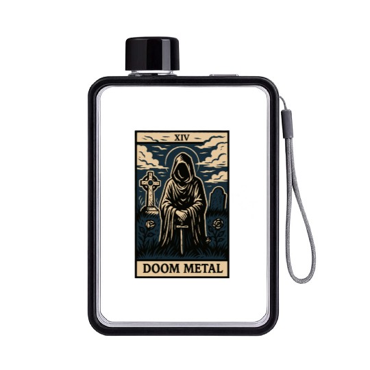 Dooom Metal Tarot Card – Shadows, Sorcery & Solitud Flat Water Bottles