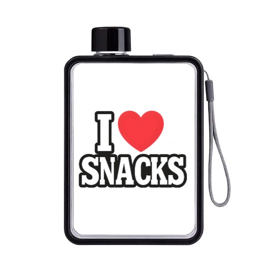 I Love Snacks Heart Graphic Flat Water Bottles