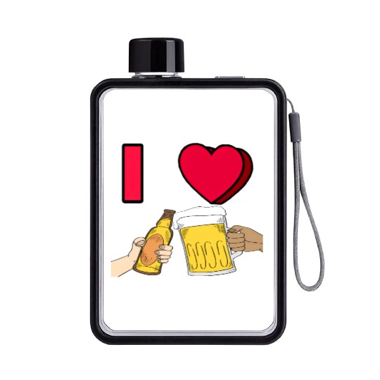 I LOVE BEER #1 Flat Water Bottles