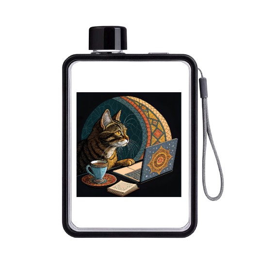 I are programmer - cool hacker cat- islamic mood Flat Water Bottles