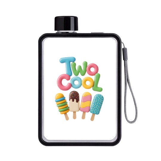 Two Cool – Funny 2nd Birthday Toddler Design  Flat Water Bottles