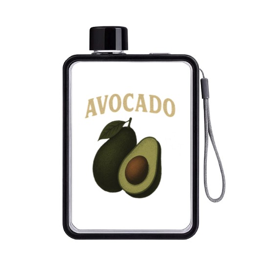 Avocado Botanical Illustration Flat Water Bottles