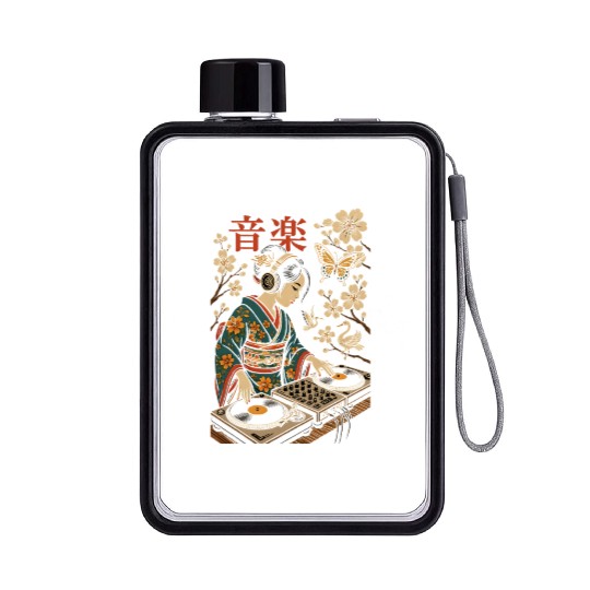 Geisha DJ – Japanese Vinyl Vibes Flat Water Bottles