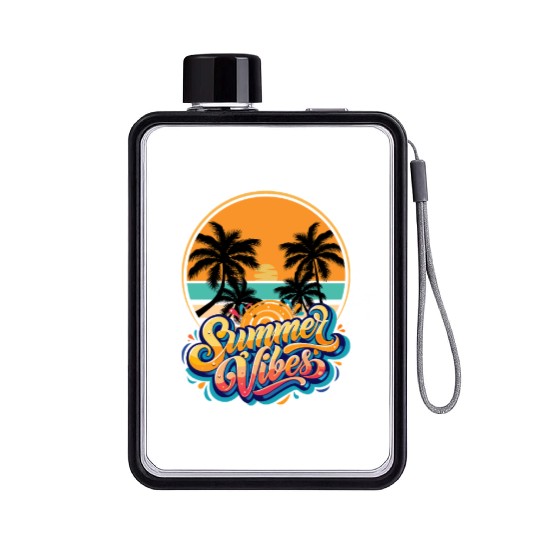 Tropical Sunset Summer Vibes Design Flat Water Bottles
