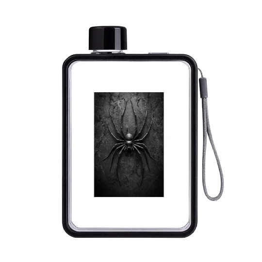 Black Widow Style Spider Art Flat Water Bottles