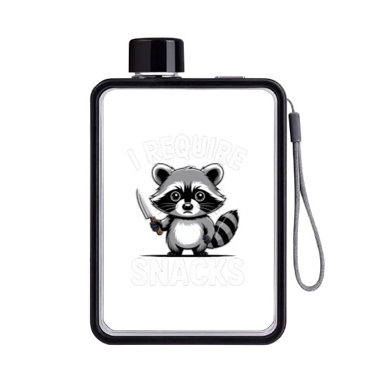 Funny Raccoon Quote I Require Snacks Cute Animal Flat Water Bottles