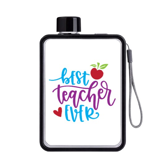 Best Teacher Ever – Apple & Heart Design Flat Water Bottles