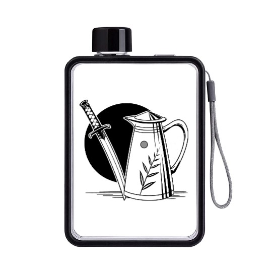 a milk frothing pitcher with a katana Flat Water Bottles