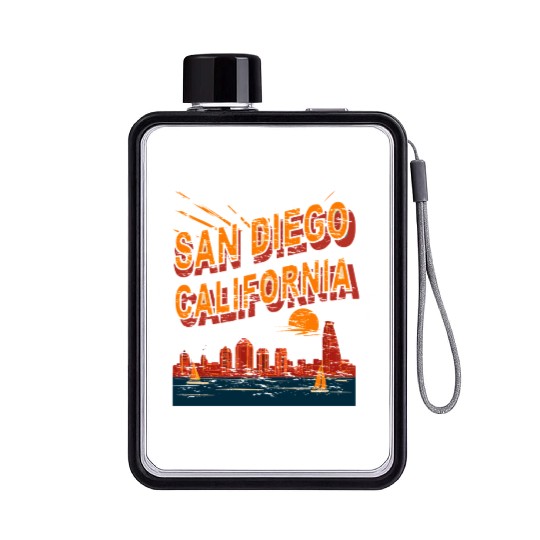San Diego Skyline, California Flat Water Bottles