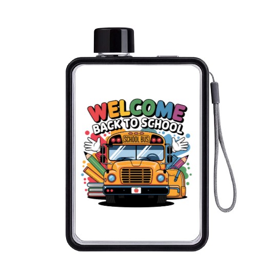 Welcome Back to School School Bus Flat Water Bottles