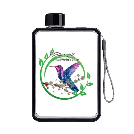 Vibrant Hummingbird and Blossoms Design Flat Water Bottles