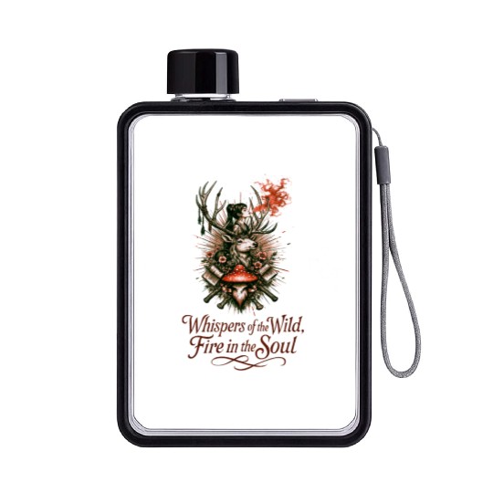 Mystical Forest Spirit Illustration Flat Water Bottles