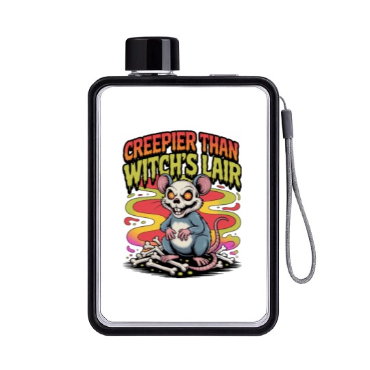 Creepy Mouse with Wicked Eyes Design Flat Water Bottles