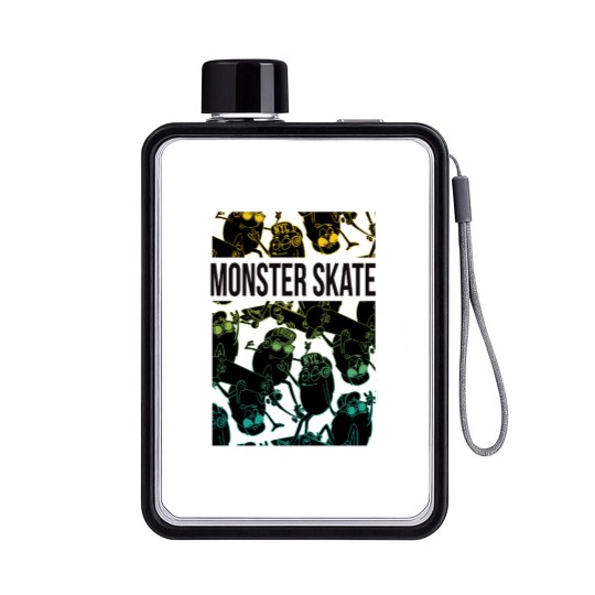 Monster Skater Neon Illustration Flat Water Bottles