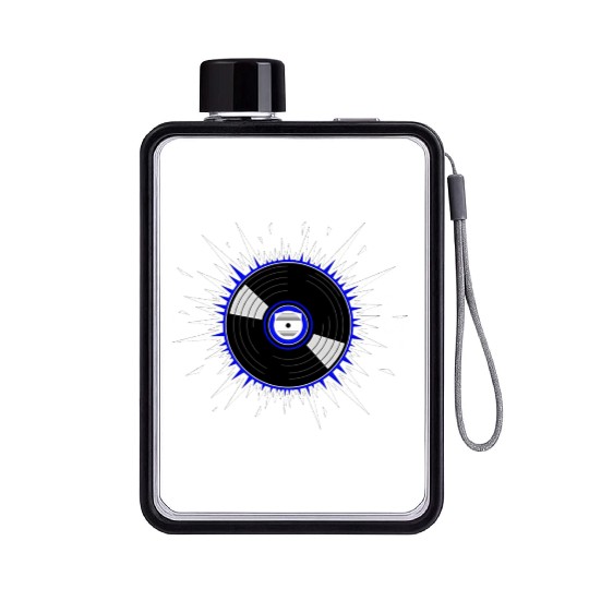 Vinyl Record Starburst Design Flat Water Bottles