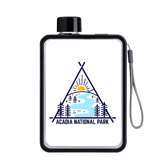 Acadia National Park Camping Scene Flat Water Bottles