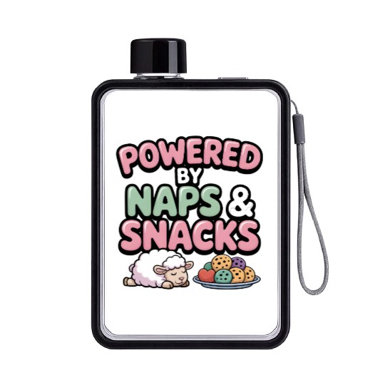 Powered by Naps and Snacks Illustration Flat Water Bottles