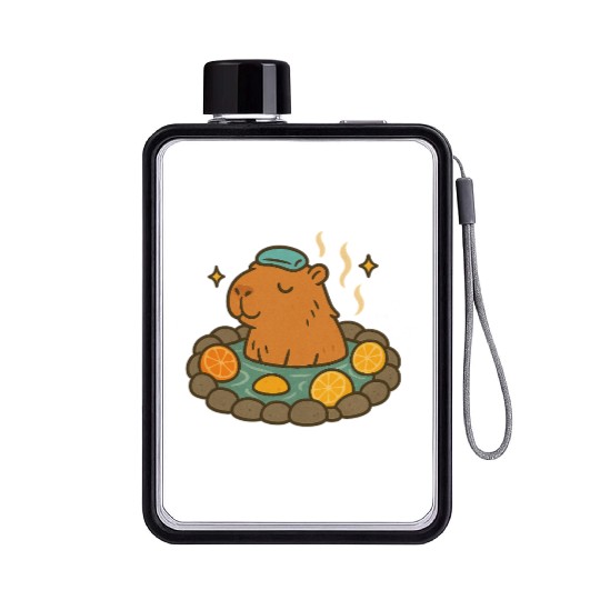 Relaxing Hot Spring Lion Design Flat Water Bottles