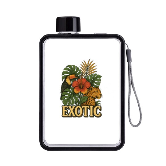 Vibrant Jungle Animal and Floral Print Flat Water Bottles