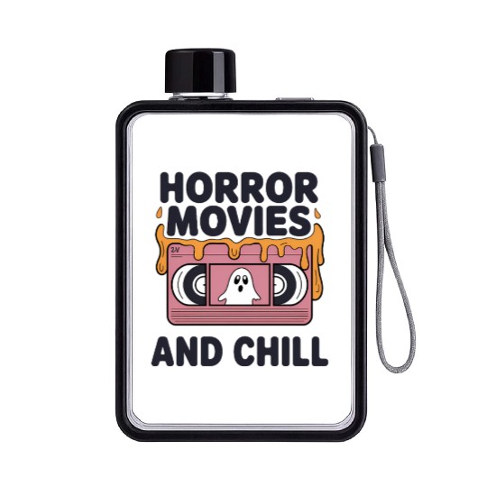 Spooky Ghost VHS Tape Chill Design Flat Water Bottles