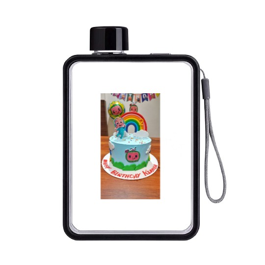 Colorful Toddler Birthday Rainbow Cake Flat Water Bottles