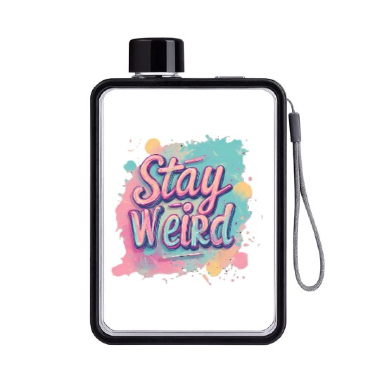 Stay Weird Neon Graphic Design Flat Water Bottles