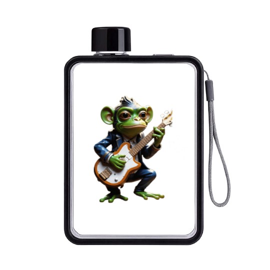 Musical Monkey with Guitar Flat Water Bottles