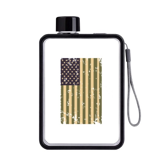 Camouflage US Flag Flat Water Bottles
