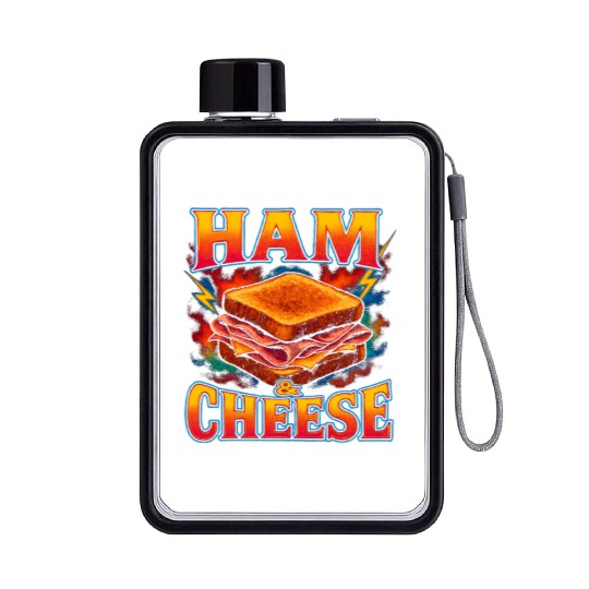 Ham And Cheese Sandwich Favorite Food Weird 90s Flat Water Bottles