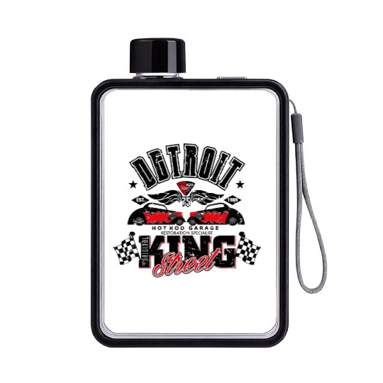Retro Octobite Hot Rod Detroit Garage Flat Water Bottles