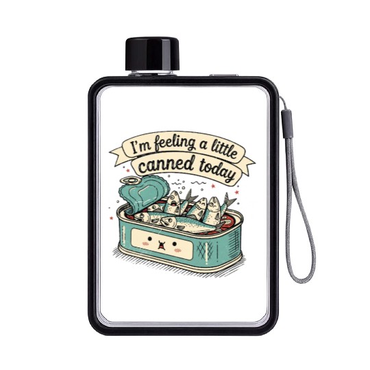 Whimsical Canned Fish Humor Design Flat Water Bottles