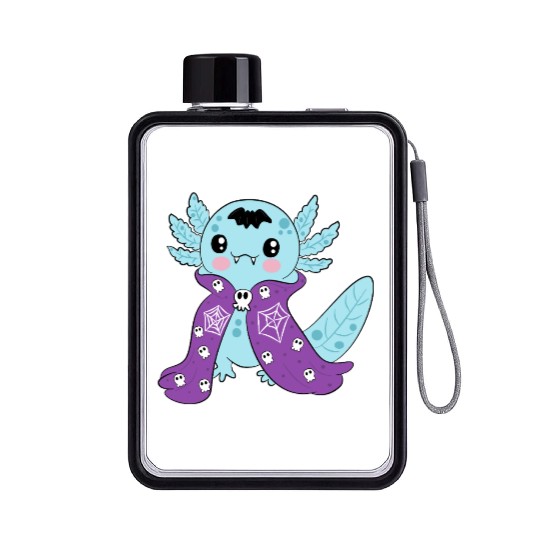 Cute Blue Vampire Axolotl Flat Water Bottles