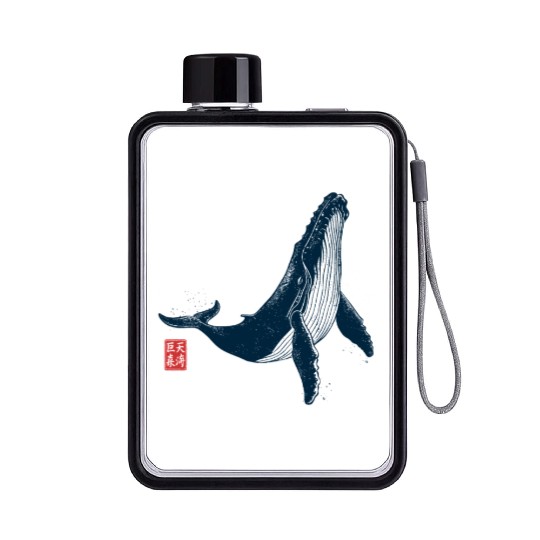 Big Whale Japanese Aesthetic Flat Water Bottles