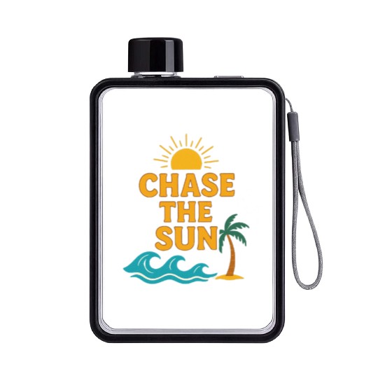 Beach Sunrise Motivational Design Flat Water Bottles