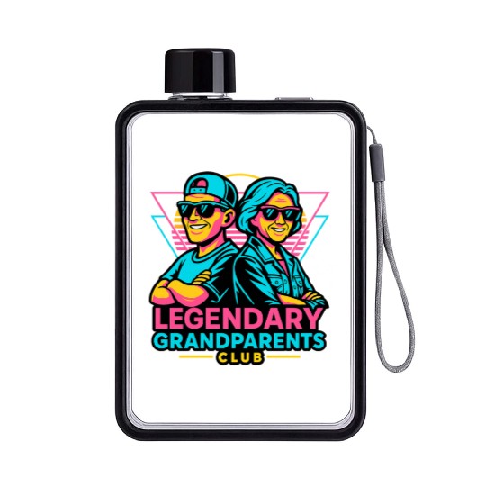 Legendary Grandparents Retro Neon Flat Water Bottles